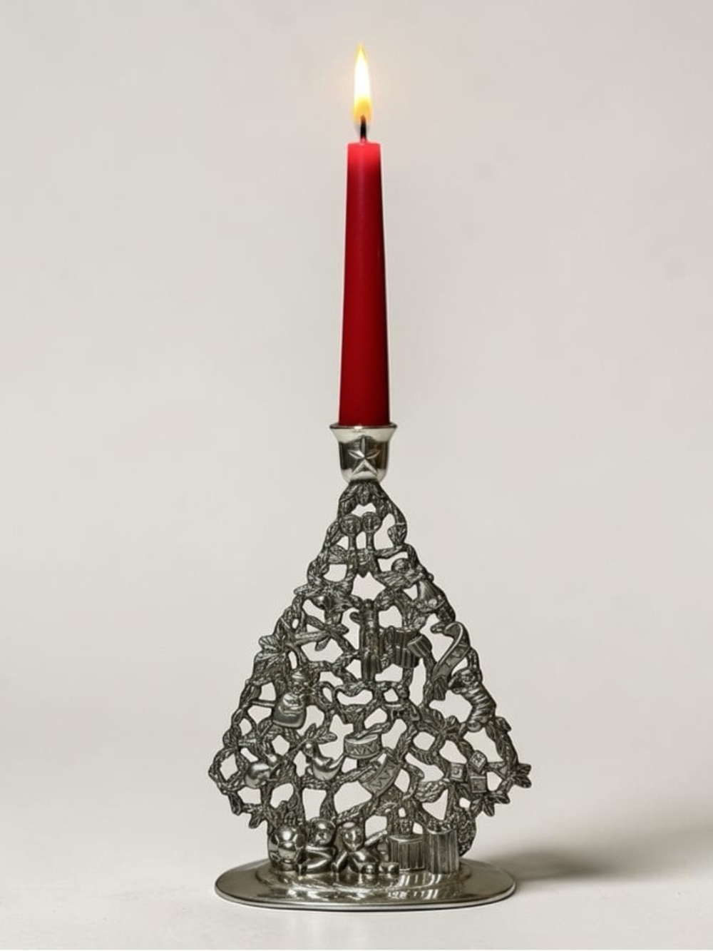 Vintage Silver Plated Christmas Tree Candle Holder Elegance Filigree Xmas
